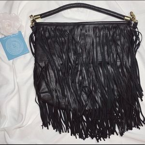 H&M, BLACK PURSE W FRINGE